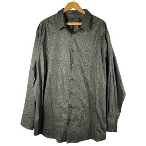 Murano Ultimate Modern Comfort 2XT Button Down Shirt Green Black Print 2XL Tall